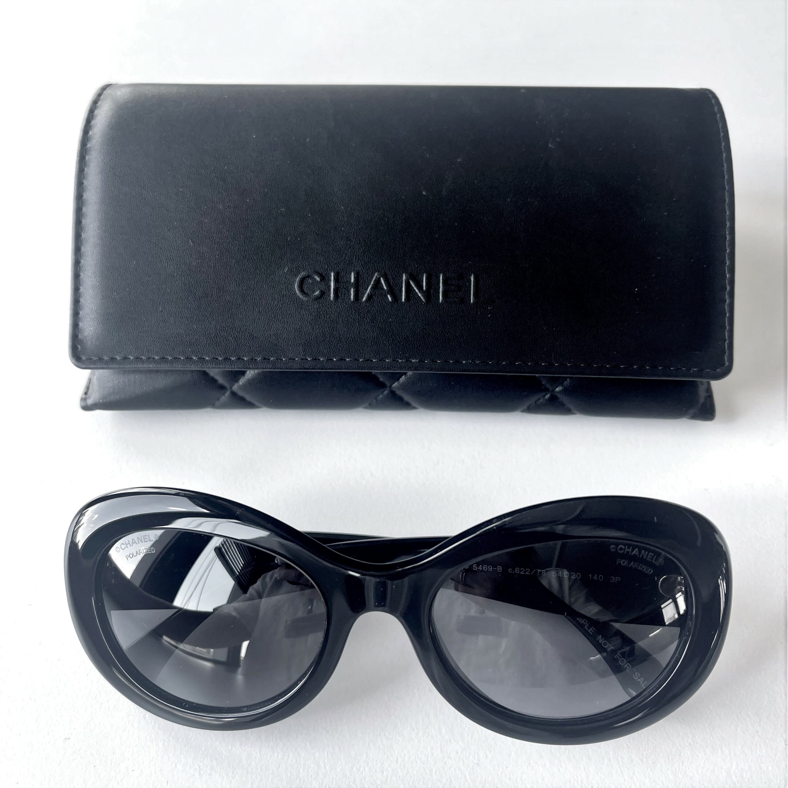 Chanel Black Acetate and Crystal Oval Frame Polarized Sunglasses